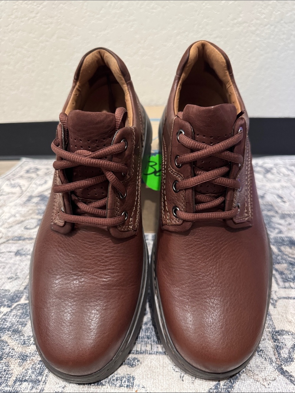 Clarks Un Brawleypace Men's Brown Leather Lace-Up Oxfords. NIB. Size 11W